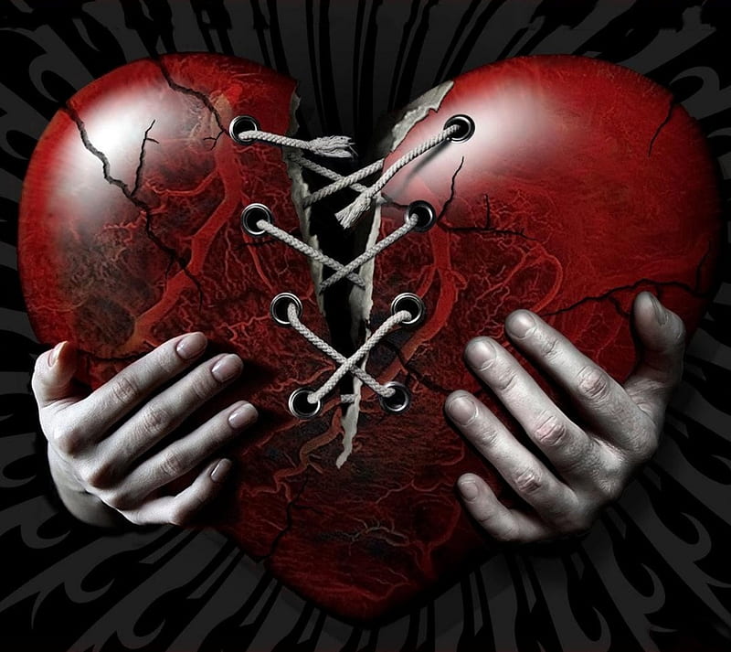 HD wallpaper 2160x1920px broken heart ghotic hands heart love